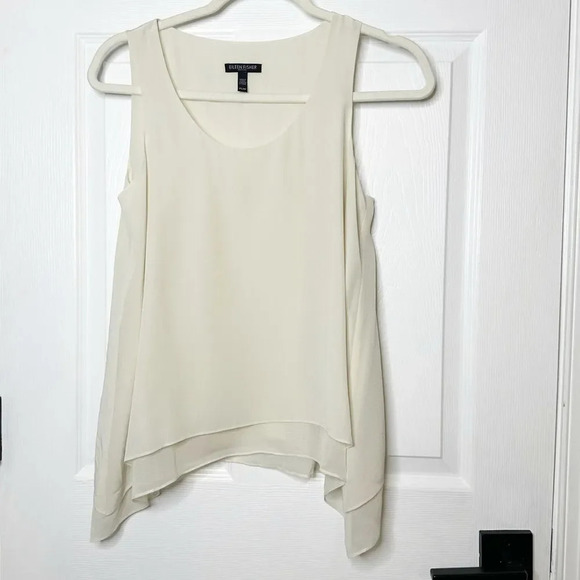 EILEEN FISHER Ivory 100% Silk Asymmetrical Hem Layered‎ Blouse Size Petite Small - Picture 1 of 6